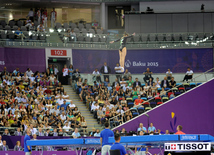 Bakı-2015 Avropa Oyunları çərçivəsində batut gimnastikası üzrə kişilər və qadınlar arasında təsnifat yarışları. Azərbaycan, 17 iyun 2015 